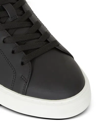 Balmain Round Toe Leather Sneakers With Flat Rubber Sole In Black