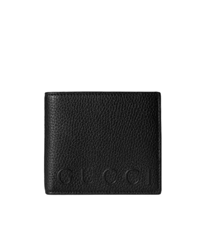 Gucci Black Bi-fold Wallet In Grained Leather Men