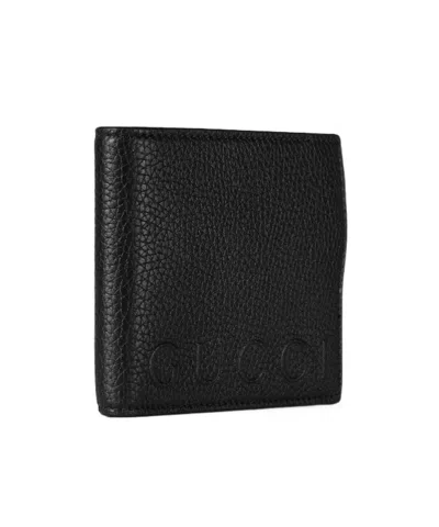 Gucci Black Bi-fold Wallet In Grained Leather Men