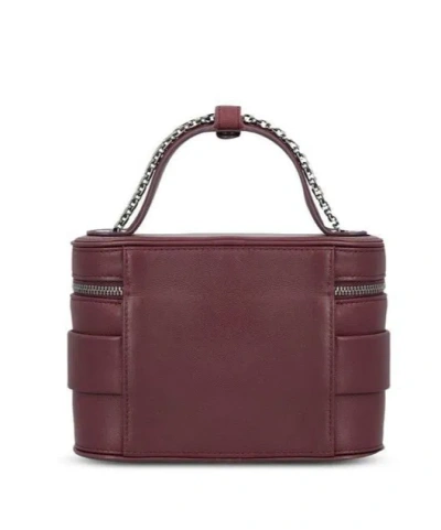 Roger Vivier Leather Vanity Bag Bordeaux With Rhinestone Buckle In Purple