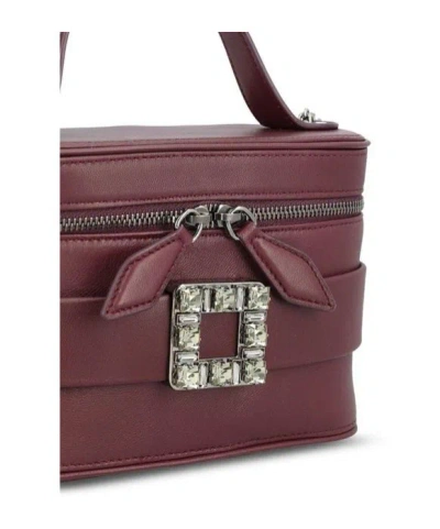 Roger Vivier Leather Vanity Bag Bordeaux With Rhinestone Buckle In Purple