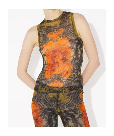 Jean Paul Gaultier Women Printed Tulle Tank Top In Multi