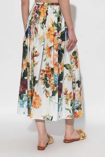 Dolce & Gabbana Flower-bouquet Print Midi Skirt In Multi