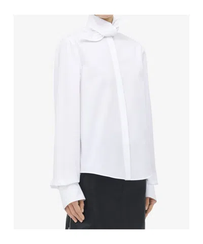 Alexander Mcqueen Tie-neck Cotton-poplin Shirt In White