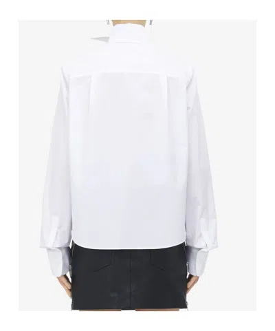 Alexander Mcqueen Tie-neck Cotton-poplin Shirt In White