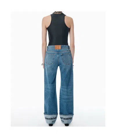 Alexander Wang Indigo Logo-embroidered Mid-rise Jeans In Blue
