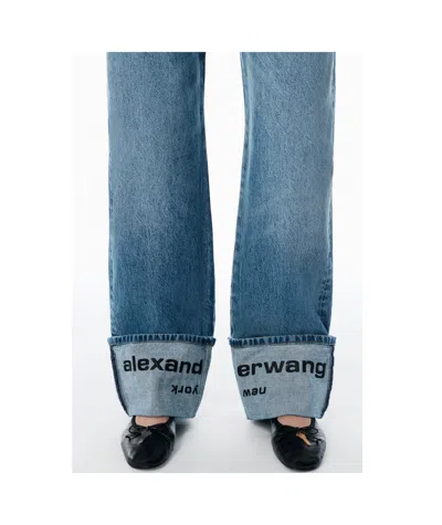 Alexander Wang Indigo Logo-embroidered Mid-rise Jeans In Blue