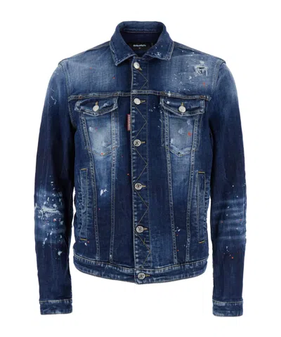 Dsquared2 Men Blue Denim Jacket In Blue