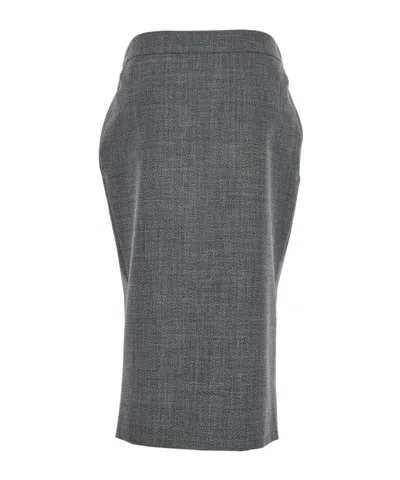 Alexander Mcqueen Grey Skirt With Button Closure In Wool Woman In Gray