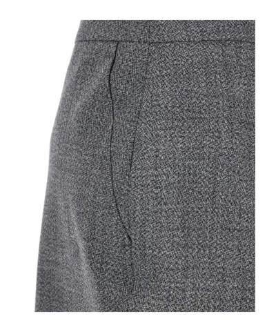 Alexander Mcqueen Grey Skirt With Button Closure In Wool Woman In Gray