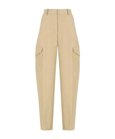 Givenchy Womens Beige Cocoon Straight-leg Cotton-wool Blend Trousers In Brown