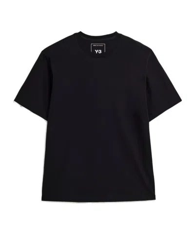 Y-3 Adidas Back Print Short Sleeved Cotton T-shirt Clothing In Black