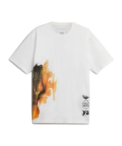 Y-3 White Crewneck Graphic T-shirt In White