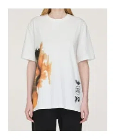 Y-3 White Crewneck Graphic T-shirt In White