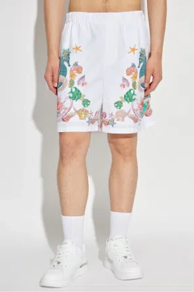Versace Printed Shorts In White