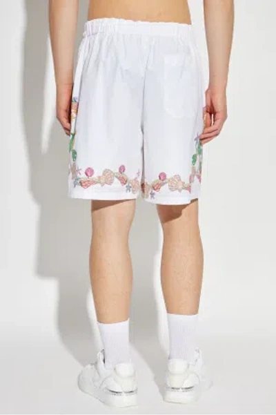 Versace Printed Shorts In White