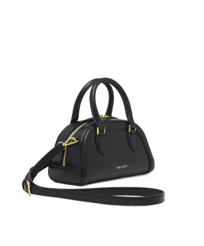 Alexander Mcqueen Mini Leather Birdee Boston Cross-body Bag In Black
