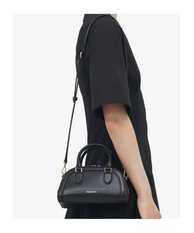 Alexander Mcqueen Mini Leather Birdee Boston Cross-body Bag In Black
