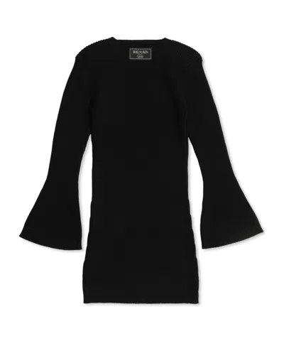 Balmain Long Sleeve Dress In Black