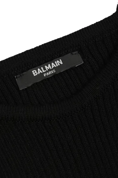 Balmain Long Sleeve Dress In Black