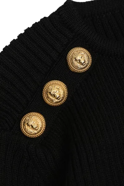 Balmain Long Sleeve Dress In Black