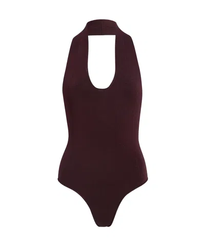 Khaite Toto Stretch-knit Halterneck Bodysuit In Brown