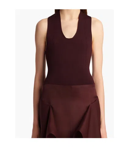 Khaite Toto Stretch-knit Halterneck Bodysuit In Brown