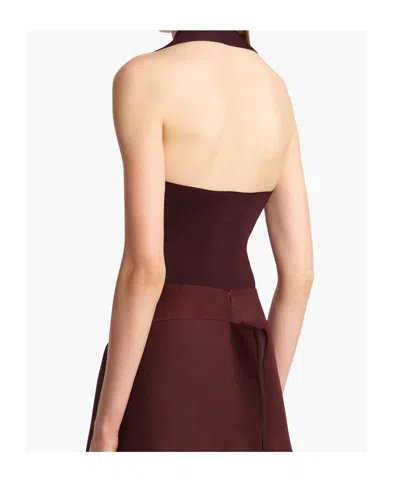 Khaite Toto Stretch-knit Halterneck Bodysuit In Brown