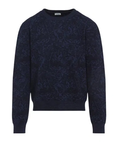 Etro Maglione In Misto Cotone Ricamato  Uomo In Black