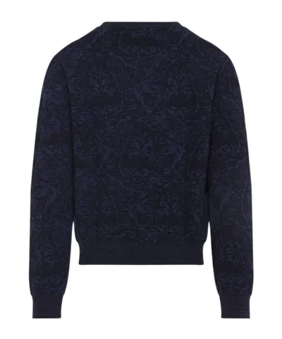 Etro Maglione In Misto Cotone Ricamato  Uomo In Black