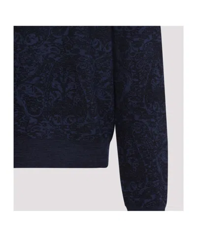Etro Maglione In Misto Cotone Ricamato  Uomo In Black