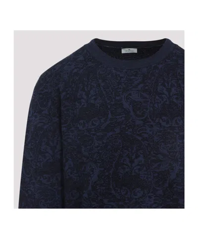 Etro Maglione In Misto Cotone Ricamato  Uomo In Black