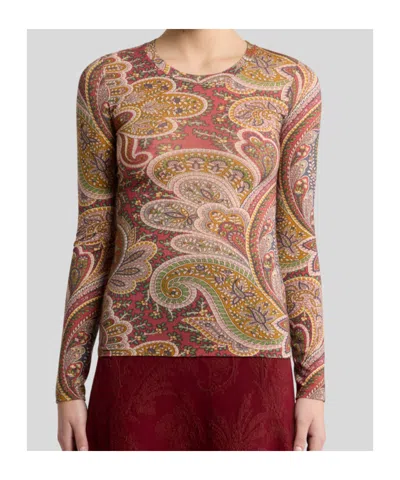 Etro Women Yellow Wool Blend Top In Brown