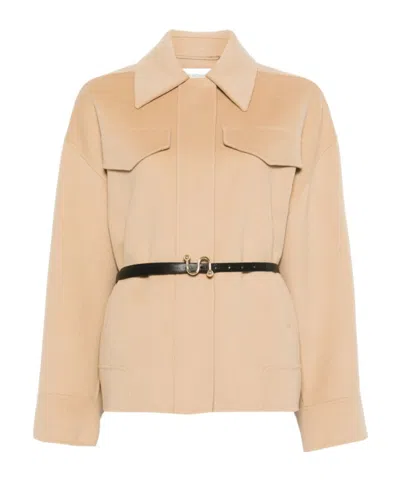 Sportmax Wool Short Coat In Brown