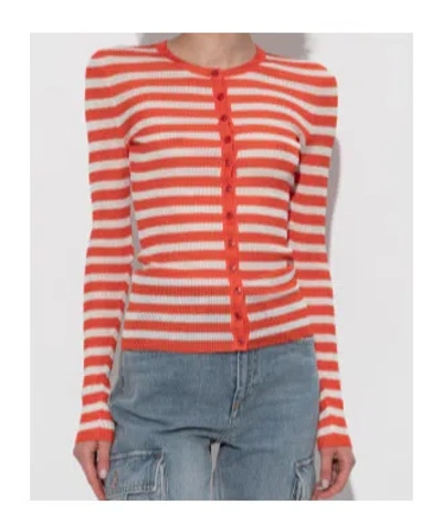 Dolce & Gabbana Striped Viscose Cardigan In Orange