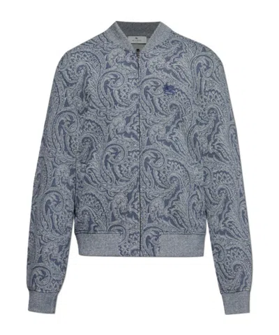 Etro Jacquard Bomber Jacket Featuring Paisley Pattern In Blue