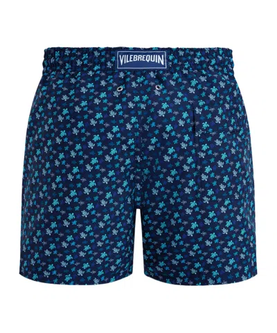 Vilebrequin Micro Ronde Des Tortues Rainbow Longer Length Swim Shorts In Blue