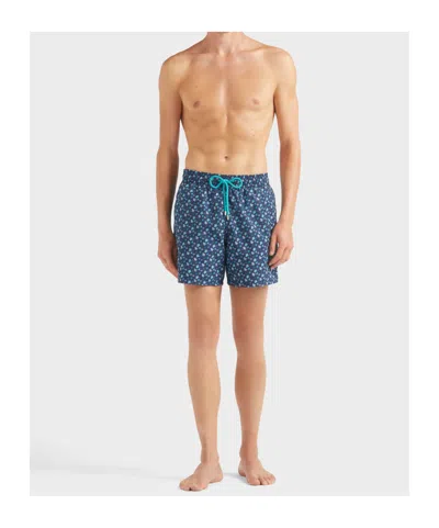 Vilebrequin Micro Ronde Des Tortues Rainbow Longer Length Swim Shorts In Blue