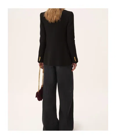 Chloé Double-breasted Virgin Wool Blend Blazer In Black