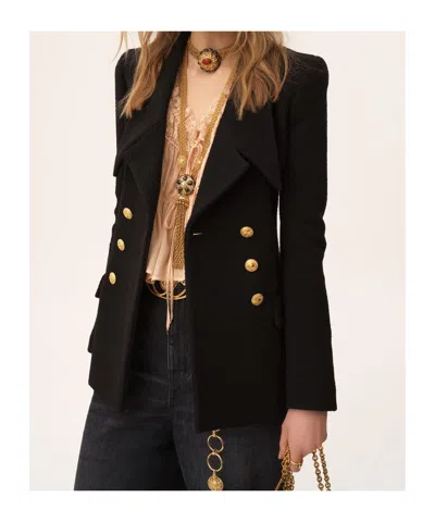 Chloé Double-breasted Virgin Wool Blend Blazer In Black