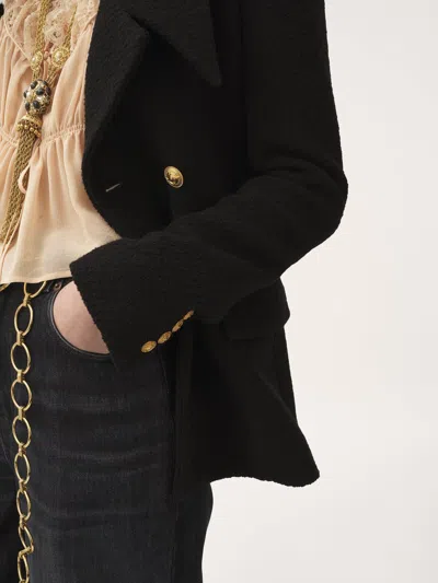 Chloé Double-breasted Virgin Wool Blend Blazer In Black