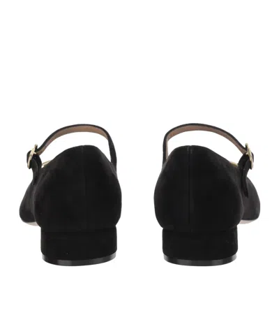 Ferragamo Suede Gancini Heeled Ballerina With Gold Hardware In Black