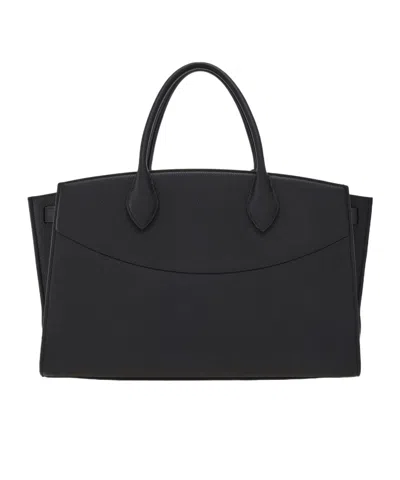 Ferragamo Black Handbag With Adjustable And Removable Shoulder Strap And Gancini Turn-lock Closure In Grained  In Black