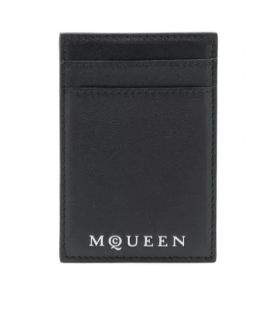 Alexander Mcqueen Alexander Mc Queen Magnetic Card Holder With Logo In Black