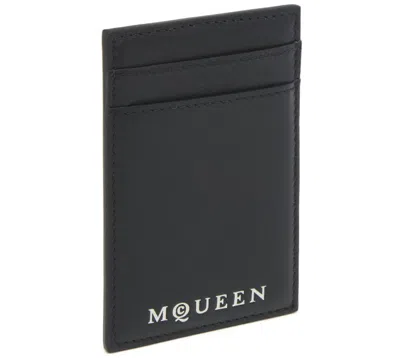 Alexander Mcqueen Alexander Mc Queen Magnetic Card Holder With Logo In Black