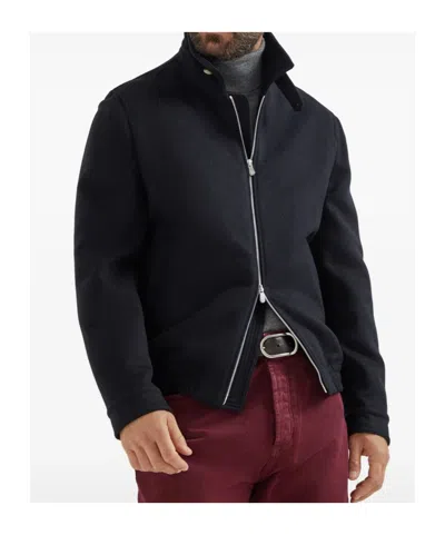 Brunello Cucinelli Stand-collar Zip Jacket In Black