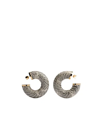 Jacquemus The Mojave Gold-tone And Snake-effect Leather Hoop Earrings In Metallic