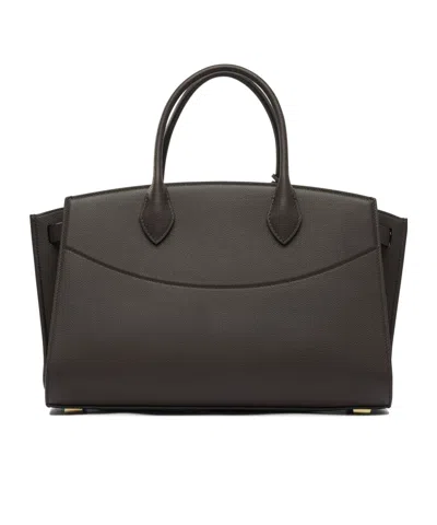 Ferragamo Large Studio Leather Top Handle Bag In Brown