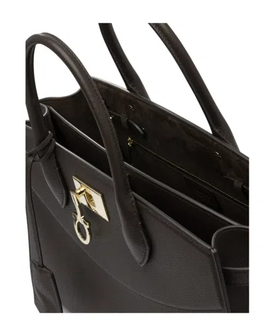 Ferragamo Large Studio Leather Top Handle Bag In Brown
