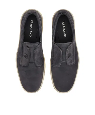 Ferragamo Navy Blue Laceless Sneakers